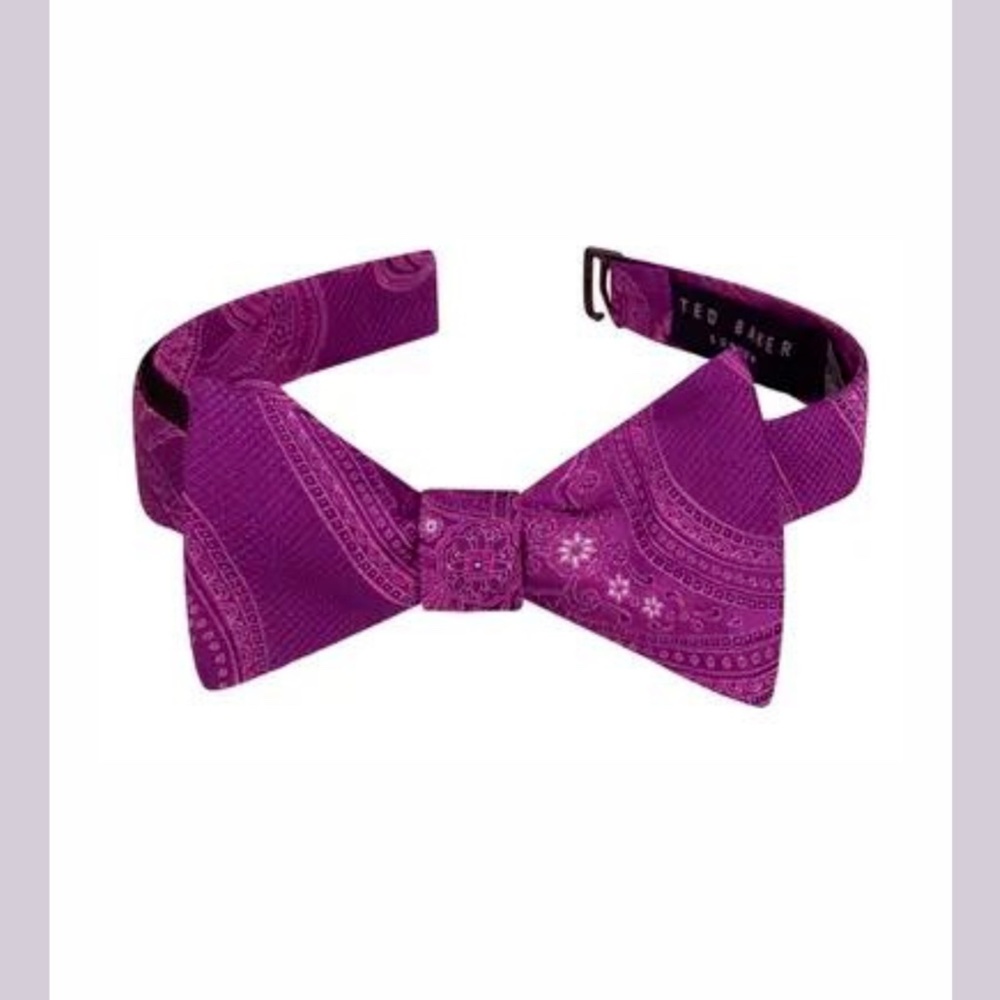 NWT $80 Ted Baker‎ London [ MEN ] Preakness Paisley Silk Bow Tie in Berry Purple